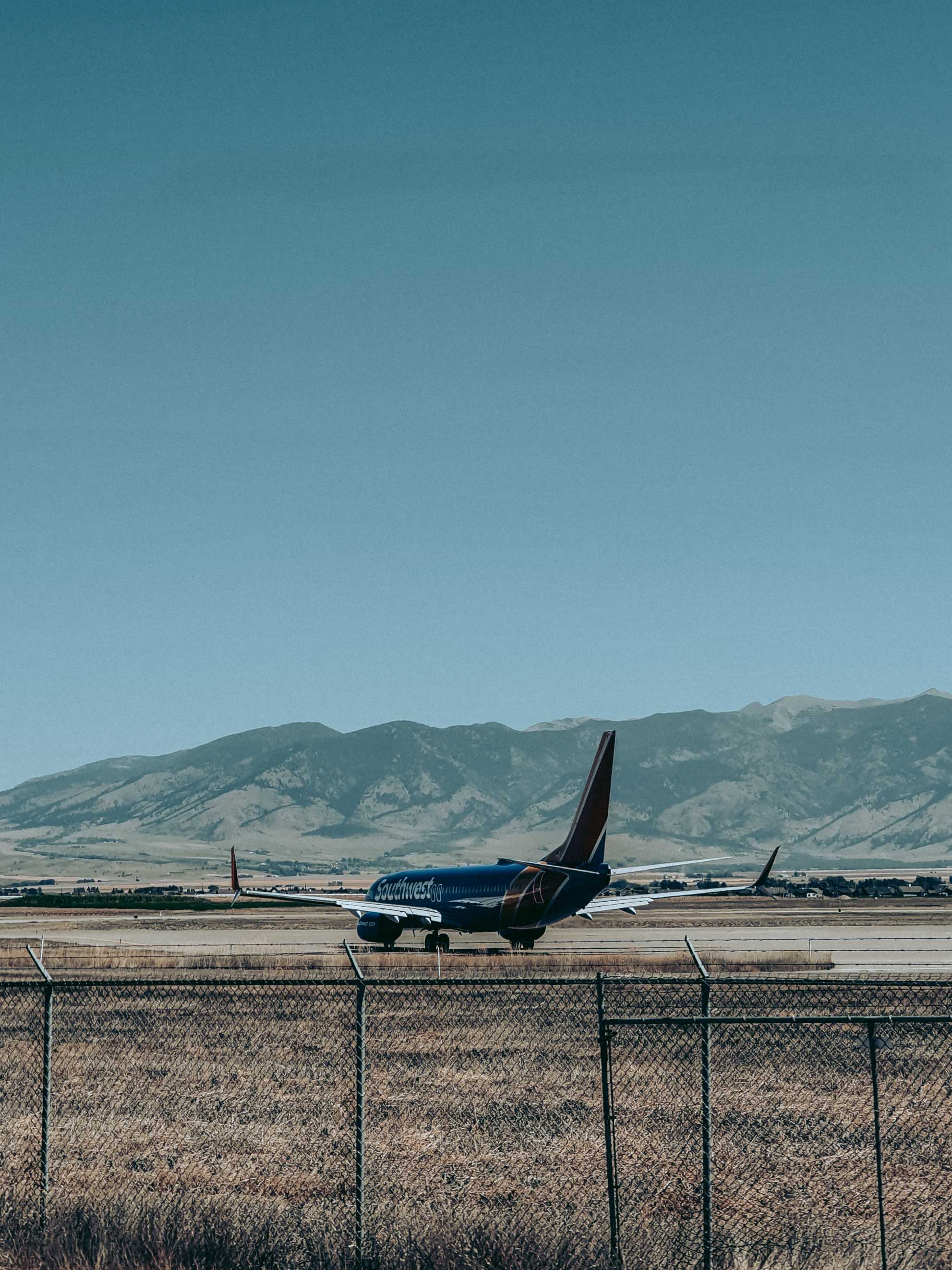 Plane about to take off at Bozeman airport